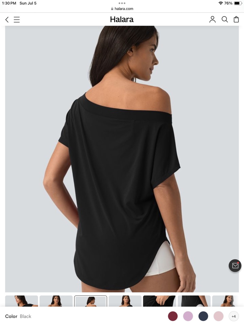 HALARA One Shoulder short Sleeve  Hem High-Low Quick Dry Yoga Top - Picture 2 of 4